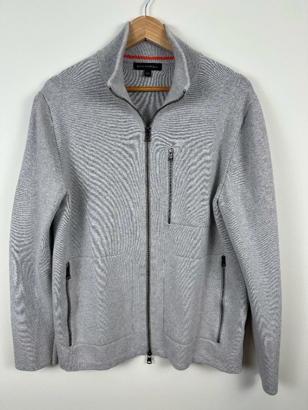 Banana Republic Men’s Gray Full Zip Sweater Jacket Cardigan Size Large